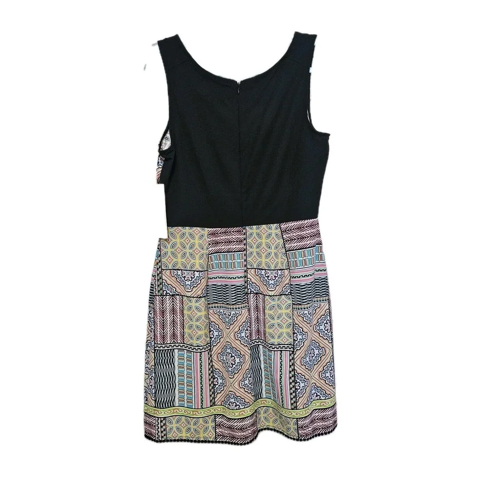 NWT Nicole Miller Dress Size 12 ‎ Sleeveless Colorful Geometric Print Zip Back